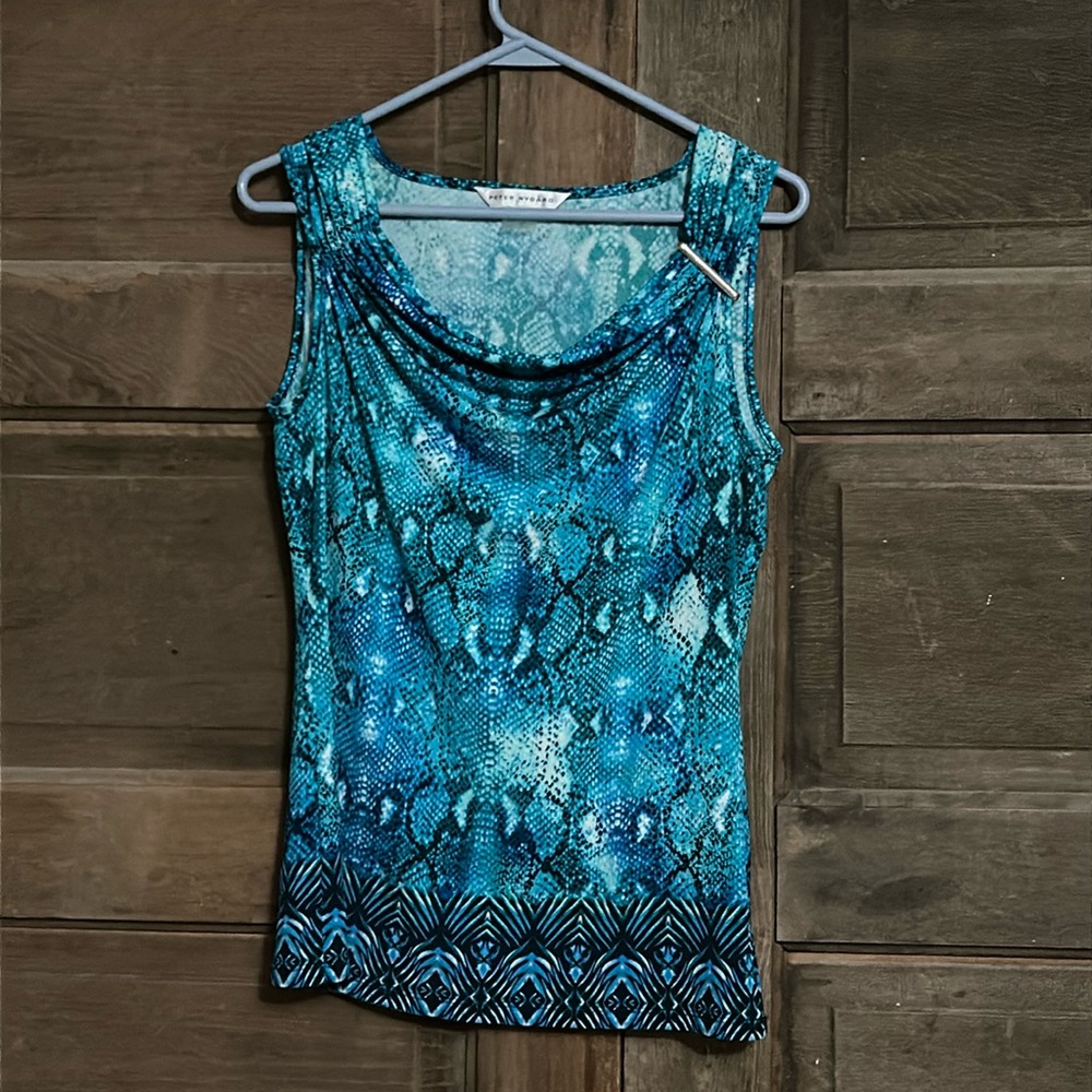 Peter Nygard Multicolored Snake Skin Cowl Neck Sleeveless‎ Women's Top S:Small